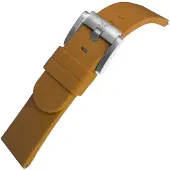 Marc Coblen Siliconen Rubber Horlogebandje 22mm geschikt voor Samsung Galaxy Watch / Gear S3 / Garmin Vivoactive / Huawei Watch GT - Lichtbruin met Stalen Gesp