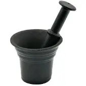King Hoff 1196 - Gietijzeren vijzel met stamper - Ø 10,5 cm - Kruidenvijzel - Keukenvijzel - Kruidenmolen