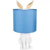 Clayre & Eef Tafellamp Konijn Ø 20x43 cm Wit Blauw Kunststof Bureaulamp Wit Bureaulamp