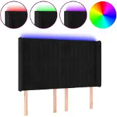 vidaXL Hoofdbord LED 147x16x118/128 cm fluweel zwart