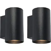 QAZQA Set van 2 moderne wandlampen zwart rond - Sandy