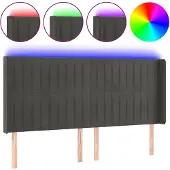 vidaXL Hoofdbord LED 203x16x118/128 cm fluweel donkergrijs