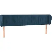 vidaXL Hoofdbord met randen 203x23x78/88 cm fluweel donkerblauw
