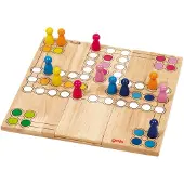 Goki Bordspel: Ludo 24x24cm, speelveld kan aangepast worden aan
