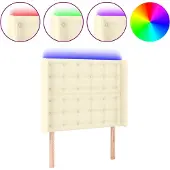 vidaXL Hoofdbord LED 103x16x118/128 cm kunstleer crèmekleurig