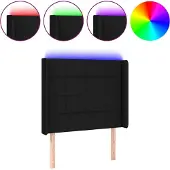 vidaXL Hoofdbord LED 103x16x118/128 cm stof zwart