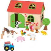 Goki Poppenhuis - Mijn Boerderij - 19X13,5X14Cm - 13 Delen - 3 Jaar