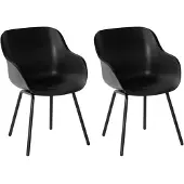 Hartman Sophie elegance tuinstoel - Zwart - set van 2 - zwart rondo onderstel