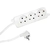 Bachmann SELLY stekkerdoos met 3 stopcontacten, beveiligingscontacten, witte kleur, 3 meter