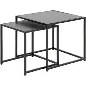 Actona Set Van Bijzettafels Seaford Melamine Essenhout Zwart