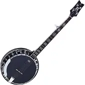 Ortega OBJ450-SBK Raven Series Satin Black banjo met gigbag