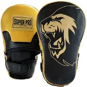 Super Pro Combat Gear Lederen Handpads - Extra lang - Zwart / Goud