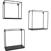 Loft42 Wally Wandboxen – Zwart mangohout - Set van 3 - Metaal