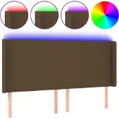 vidaXL Hoofdbord LED 163x16x118/128 cm stof donkerbruin