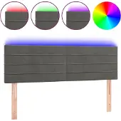 vidaXL Hoofdbord LED 144x5x78/88 cm fluweel donkergrijs