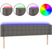vidaXL Hoofdbord LED 163x16x78/88 cm kunstleer grijs
