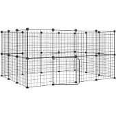 vidaXL Huisdierenkooi met deur 28 panelen 140x105x70 cm staal zwart