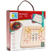 BS Toys Geobord - Speelgoed van FSC Hout - Elastiekspel - Motoriekspel - Montessori Speelgoed - Montessori - Kinderspeelgoed - 1 tot 2 Spelers - Cadeau kind
