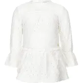 Koko Noko T-GIRLS - Meisjes Jurk - Broderie met Ruches - Gebroken Wit - Maat 116