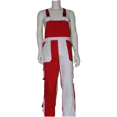 Coppens Tuinbroek kinder rood/wit - Polyester - Carnavalskleding jongens | Maat 128