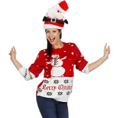 Wilbers Kersttrui rood sneeuwman - 100% acryl - Carnavalskleding heren | Maat Xl