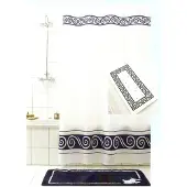 Coppens Douchegordijn textiel Ricciolo blauw 180x200cm incl ringen