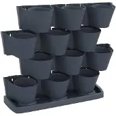 vidaXL 12-delige Plantenbakkenset verticaal polypropeen antracietkleur