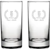 Fusion Gegraveerde set Longdrinkglazen 28,5cl Papa + Mama 5 jaar getrouwd