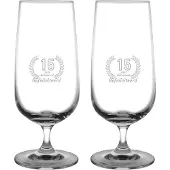 Fusion Gegraveerde set bierglazen op voet 41cl Gefeliciteerd 15 jaar getrouwd