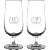 Fusion Gegraveerde set bierglazen op voet 41cl Gefeliciteerd 10 jaar getrouwd