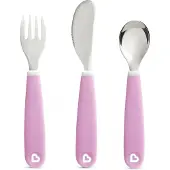 Munchkin kinderbestek - Splash Kleuter Besteksetje - Vork, Mes en Lepel - Set van 3 - Kinderbestekset - Kleur Paars- vanaf 18 maanden