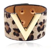 LGT JWLS Brede Dames Armband Verstelbaar Dierenprint Goud en Bruin