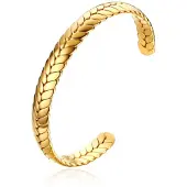 Cilla Jewels Damesarmband Edelstaal Goudkleurig Bangle Vlechtpatroon