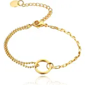 Cilla Jewels Goudkleurige Schakelarmband Dames met Muntje en Musketon