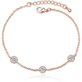 LGT JWLS Verstelbare Dames Armband met 3 Zirkonia Steentjes Rose