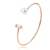 LGT JWLS Rose armband met Rechthoekige Zirkonia Steen en Imitatie Parel