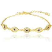 LGT JWLS Goudkleurige Damesarmband met Witte en Zwarte Steentjes