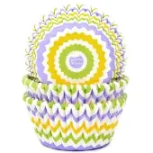 House of Marie Cupcake Vormpjes - Chevron Lente - pk/50 - Baking Cups voor Muffins en Cupcakes