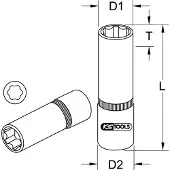 Ks Tools 1/4" CHROMEplus zeshoekige doornut, lang, 5/16"