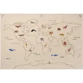 Ferm Living The world stoffen kaart Offwhite