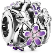 Pandora Dames Openwork Paarse Madeliefje Kralen - Pandora Stijl Zilveren Sieraden