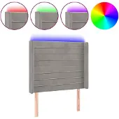 vidaXL Hoofdbord LED 93x16x118/128 cm fluweel lichtgrijs