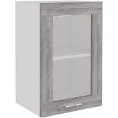 vidaXL Bovenkast Lyon 40x31x60 cm glas en bewerkt hout grijs sonoma eiken