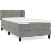 vidaXL Boxspring met matras fluweel lichtgrijs 100x200 cm