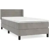 vidaXL Boxspring met matras fluweel lichtgrijs 90x200 cm