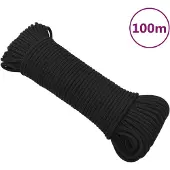 vidaXL Boottouw 5 mm 100 m polypropeen zwart