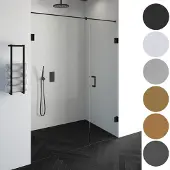 Sanitop Brauer void nisdeur 2-delig helder glas 110x200 omkeerbaar met draaideur 60 aan muur incl. Glascoating chroom