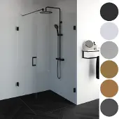 Brauer Void douchecabine met draaideur helder glas 100x140x200 incl. glascoating PVD koper geborsteld