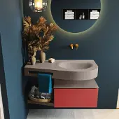 Mondiaz Riva badmeubel 100cm Fire met 1 lade en wastafel rechts 0 kraangaten Smoke