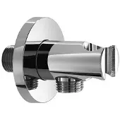 Hotbath Handdouchehouder mate met uitlaat 6x6.5 cm rond geborsteld nikkel